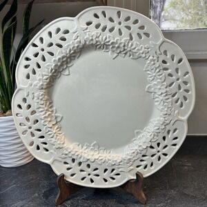4- RCCL Portugal Reticulated Floral Lace Ceramic Charger Plate 13"
